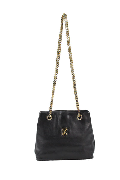 Paloma Picasso Womens Leather Snap Closure Shoulder Bag Black