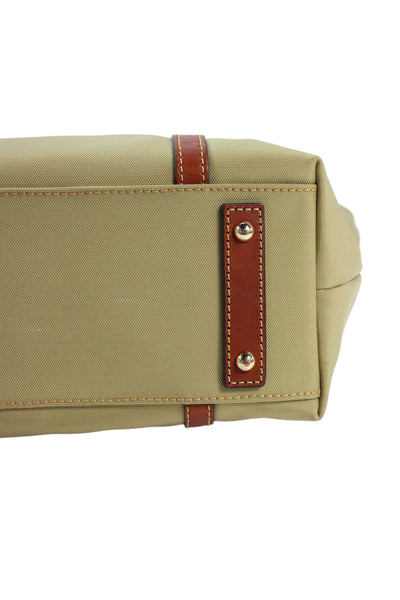Dooney & Bourke Womens Leather Trim Zip Up Shoulder Bag Beige