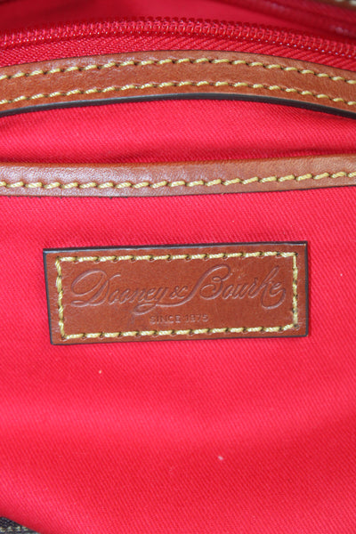 Dooney & Bourke Womens Leather Trim Zip Up Shoulder Bag Beige