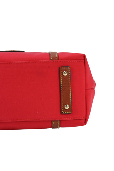 Dooney & Bourke Womens Leather Trim Zip Up Shoulder Bag Red