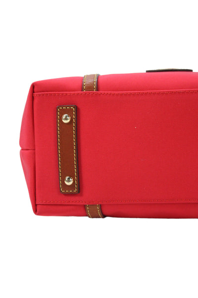 Dooney & Bourke Womens Leather Trim Zip Up Shoulder Bag Red