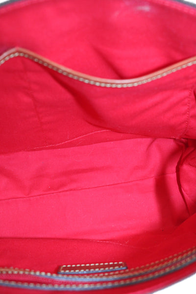 Dooney & Bourke Womens Leather Trim Zip Up Shoulder Bag Red