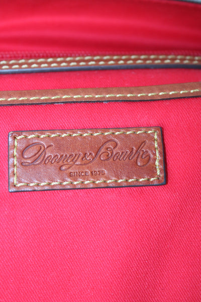 Dooney & Bourke Womens Leather Trim Zip Up Shoulder Bag Red