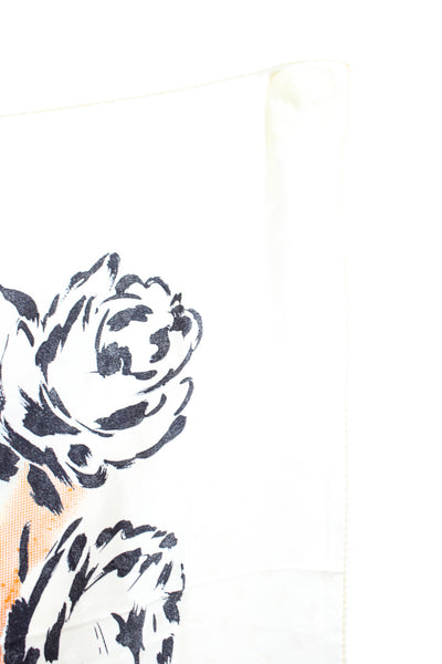 Emanuel Ungaro Parallele Womens Silk Floral Abstract Scarf White Multi 64"x64"
