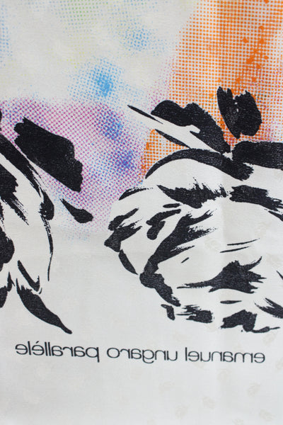 Emanuel Ungaro Parallele Womens Silk Floral Abstract Scarf White Multi 64"x64"