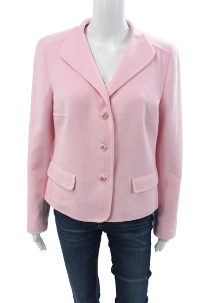 Escada Women Basic Jacket Pink Button Long Sleeve Wool Blend Size 42