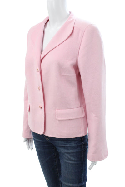 Escada Women Basic Jacket Pink Button Long Sleeve Wool Blend Size 42