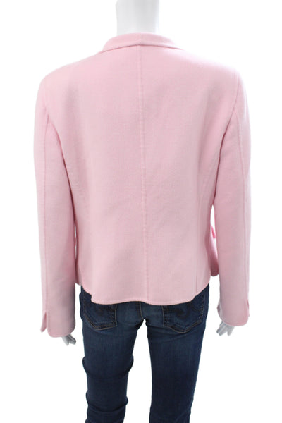 Escada Women Basic Jacket Pink Button Long Sleeve Wool Blend Size 42