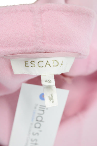 Escada Women Basic Jacket Pink Button Long Sleeve Wool Blend Size 42
