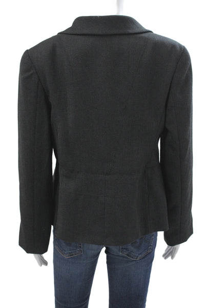 Chanel Womens Basic Jacket Blazer Black Wool Button Classic Size 44