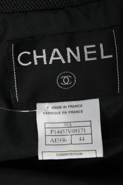 Chanel Womens Basic Jacket Blazer Black Wool Button Classic Size 44