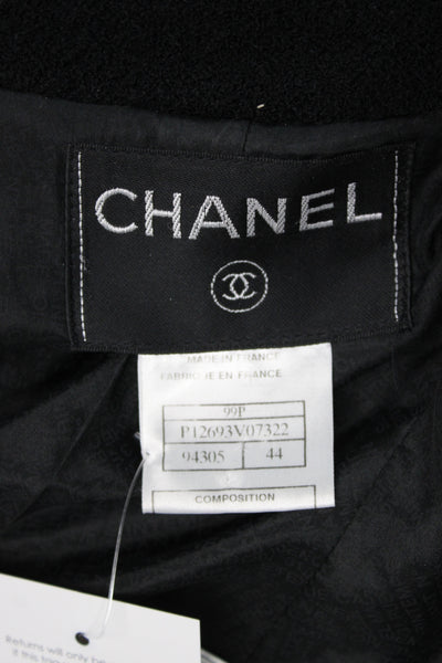 Chanel Womens Basic Jacket Black Wool Button Long Sleeve Size 44