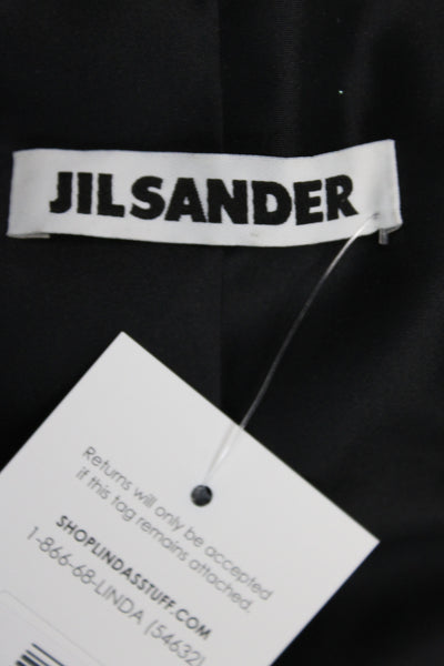 Jil Sander Women Basic Jacket Black Cotton Button Long Sleeve Size 42