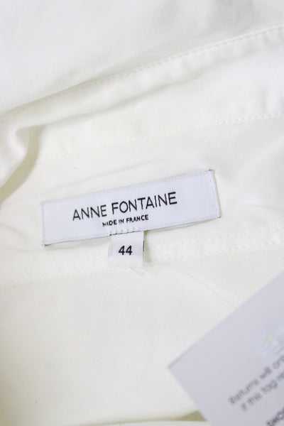 Anne Fontaine Womens White Pima Cotton Long Sleeve Button-Up Blouse Size 44