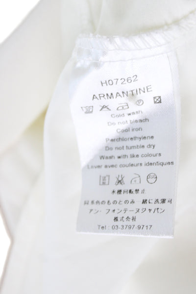 Anne Fontaine Womens White Pima Cotton Long Sleeve Button-Up Blouse Size 44