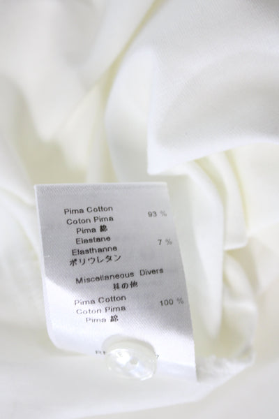 Anne Fontaine Womens White Pima Cotton Long Sleeve Button-Up Blouse Size 44