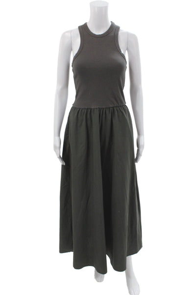 LNA Women Maxi Dress Gray Cotton Sleeveless Crewneck Pullover Casual Size M