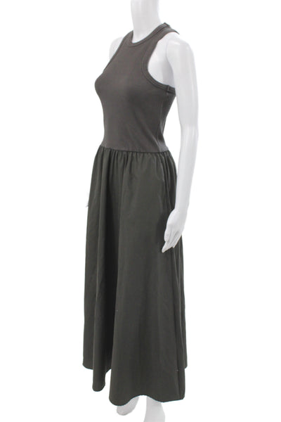 LNA Women Maxi Dress Gray Cotton Sleeveless Crewneck Pullover Casual Size M
