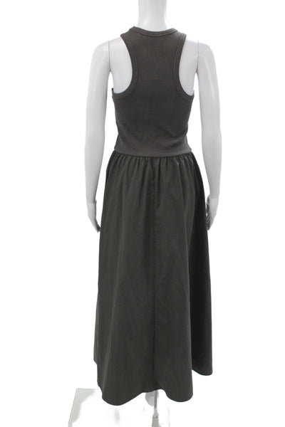 LNA Women Maxi Dress Gray Cotton Sleeveless Crewneck Pullover Casual Size M
