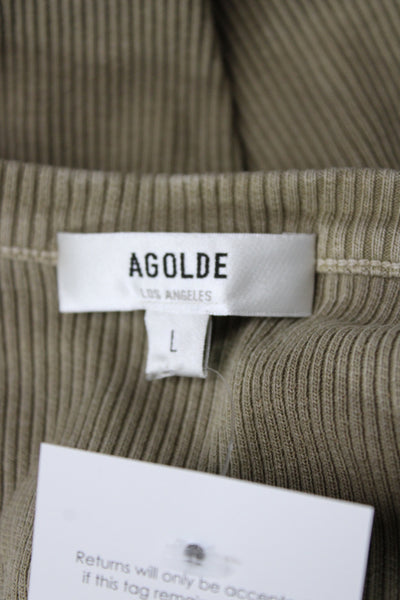 Agolde Womens Basic Beige Scoop Neck Sleeveless Tank Organic Cotton Size L
