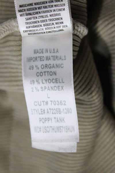 Agolde Womens Basic Beige Scoop Neck Sleeveless Tank Organic Cotton Size L