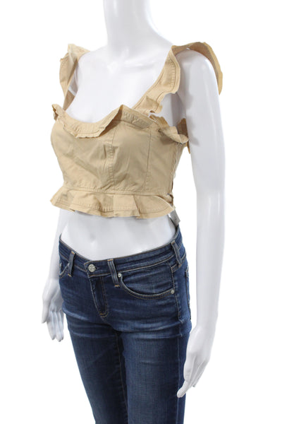 Ulla Johnson Womens Beige Cotton Sleeveless Camisole Square Neck Boho Size 6
