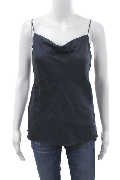 Current Air Womens Silk Cowl Neck Camisole Sleeveless Black Pullover Size S