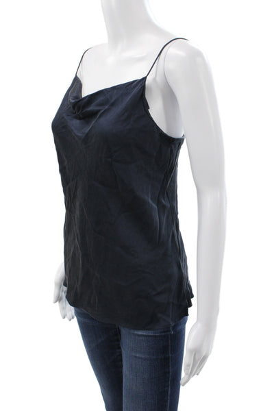 Current Air Womens Silk Cowl Neck Camisole Sleeveless Black Pullover Size S