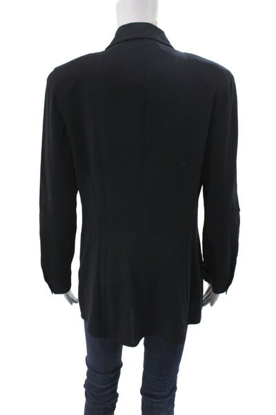 Piazza Sempione Women Tunic Collared Black Wool Button-Up Long Sleeve Size 44