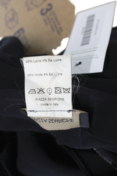 Piazza Sempione Women Tunic Collared Black Wool Button-Up Long Sleeve Size 44