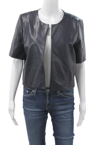 J. Society Women Basic Jacket Blue Short Sleeve Rayon Blend Fall Size M