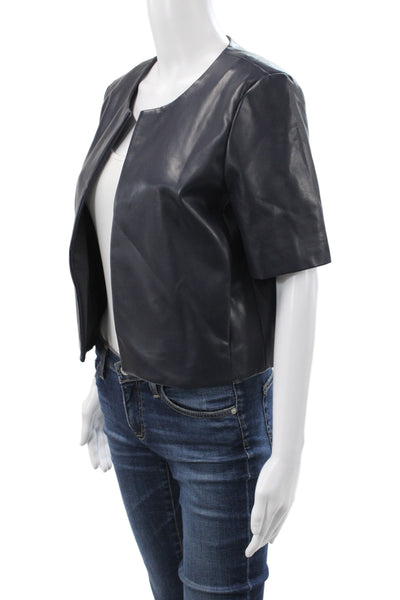 J. Society Women Basic Jacket Blue Short Sleeve Rayon Blend Fall Size M