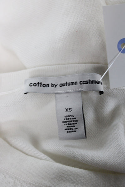 Cotton By Autumn Cashmere Women White Striped Sweater Long Sleeve Size XS
