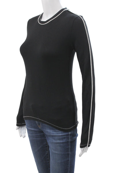 Rag & Bone Women Jersey Long Sleeve Crew Neck Black T-Shirt Size XS