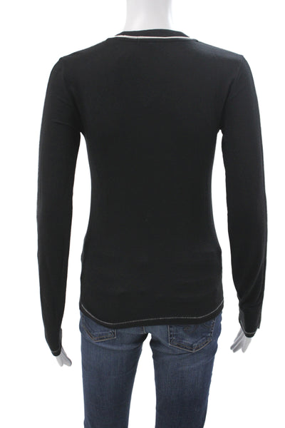 Rag & Bone Women Jersey Long Sleeve Crew Neck Black T-Shirt Size XS