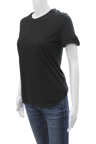 Vince Women Basic Black Cotton Short Sleeve T-Shirt Crew Neck Size XS