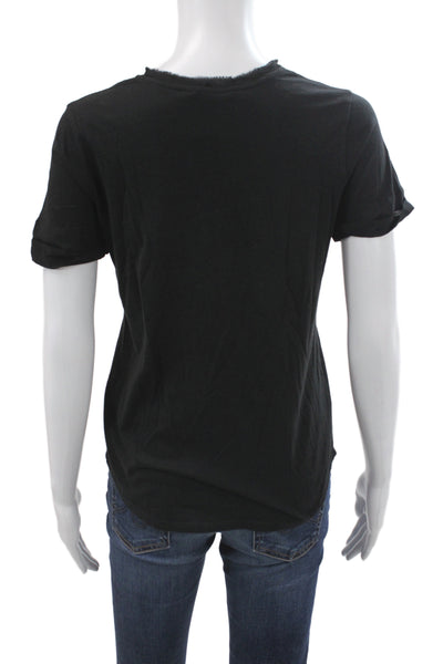 Vince Women Basic Black Cotton Short Sleeve T-Shirt Crew Neck Size XS