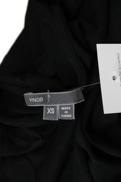 Vince Women Basic Black Cotton Short Sleeve T-Shirt Crew Neck Size XS
