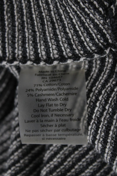 Kinross Cashmere Women Gray Striped Cowl Neck Pullover Size XS