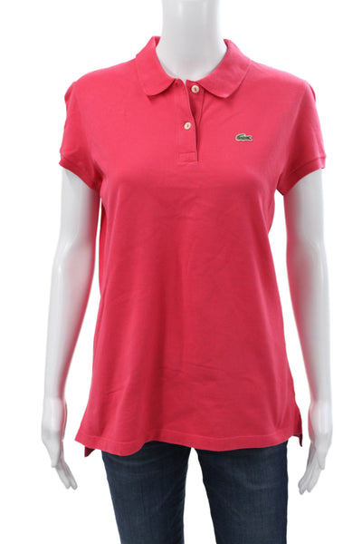Lacoste Womens Basic Polo Collared Short Sleeve Pink Cotton Size 42