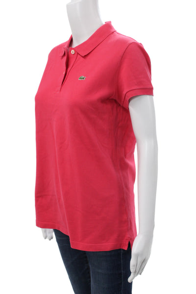 Lacoste Womens Basic Polo Collared Short Sleeve Pink Cotton Size 42