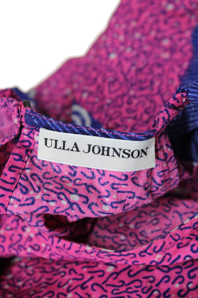 Ulla Johnson Womens Multicolor Geometric Cotton Short Sleeve Blouse Size 0