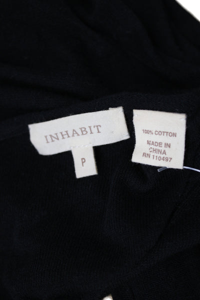 Inhabit Women Black 100% Cotton Crew Neck Long Sleeve Pullover Size XS Petite