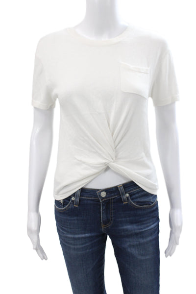 27 Miles Womens Basic T-Shirt White Crew Neck Short Sleeve Size XS
