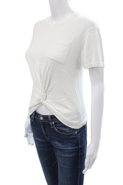 27 Miles Womens Basic T-Shirt White Crew Neck Short Sleeve Size XS