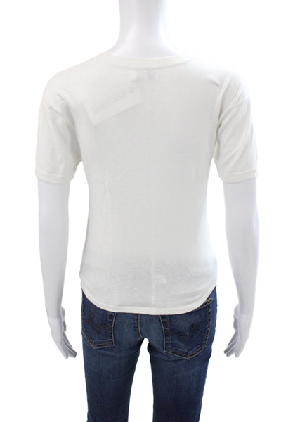 27 Miles Womens Basic T-Shirt White Crew Neck Short Sleeve Size XS