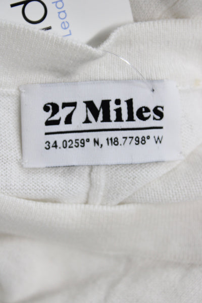 27 Miles Womens Basic T-Shirt White Crew Neck Short Sleeve Size XS