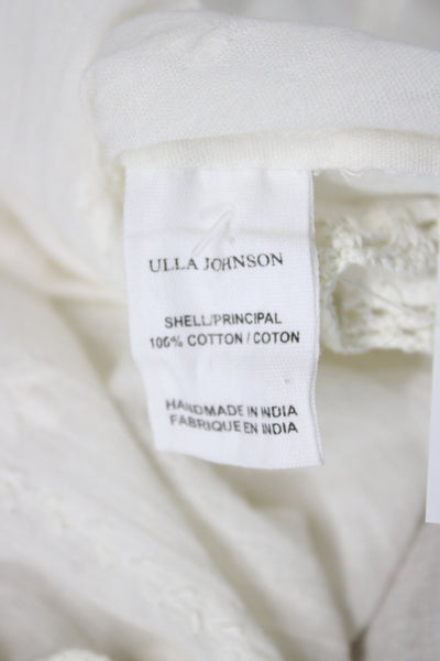 Ulla Johnson Women Tunic Blouse White Cotton Short Sleeve Boho Size 0