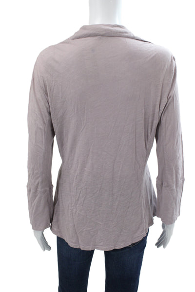 James Perse Women Purple Supima Cotton Collared Button-Up 3/4 Sleeve Size 4