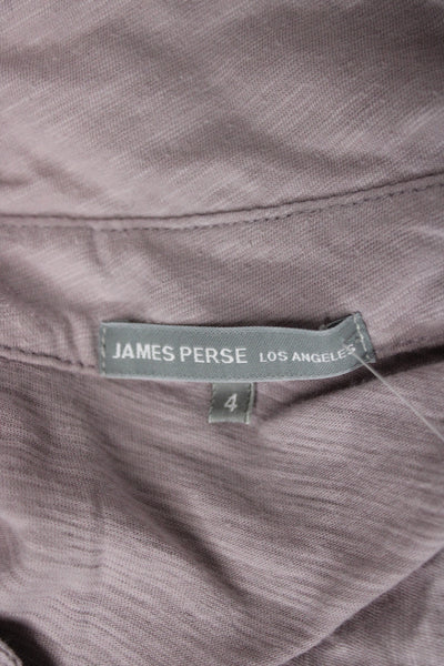 James Perse Women Purple Supima Cotton Collared Button-Up 3/4 Sleeve Size 4
